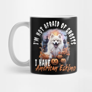 American Eskimo Dog Ghost Guardian Vintage Halloween Funny Mug